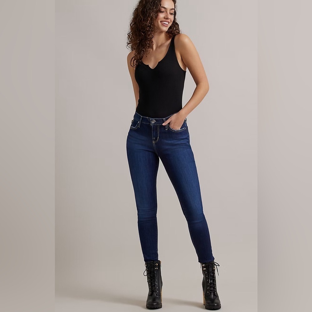 ROCK & REPUBLIC Sz 27 Berlin Jeans Dark Wash Mid Rise Skinny Denim